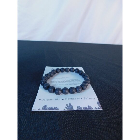 Lava Rock Bead Bracelet Stretch Unisex Calming Energy Natural Stone Jewelry - Picture 3 of 12
